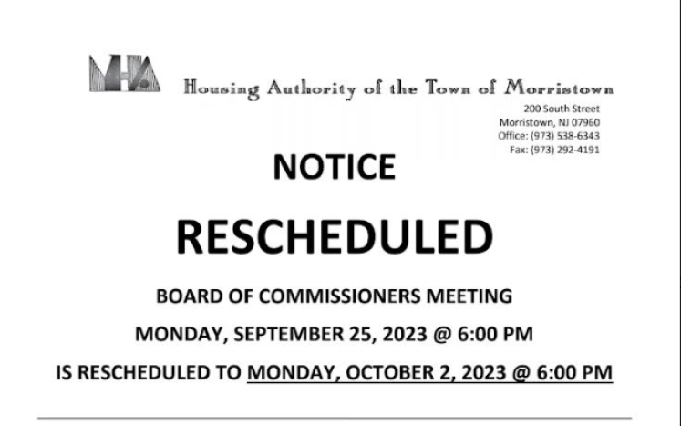 Notice - 9-25-2023 Board Meeting Rescheduled 
