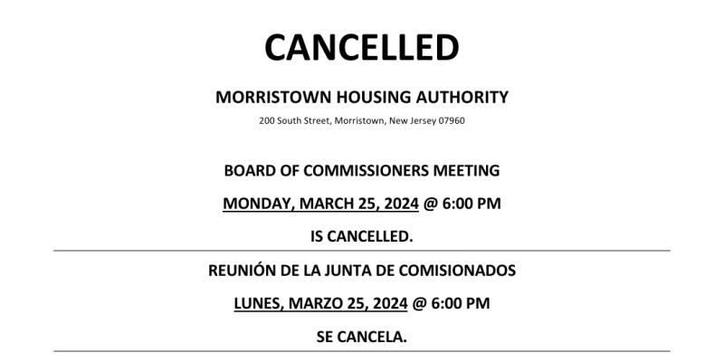 Notice - Board Meeting Cancelled - 3.25.24